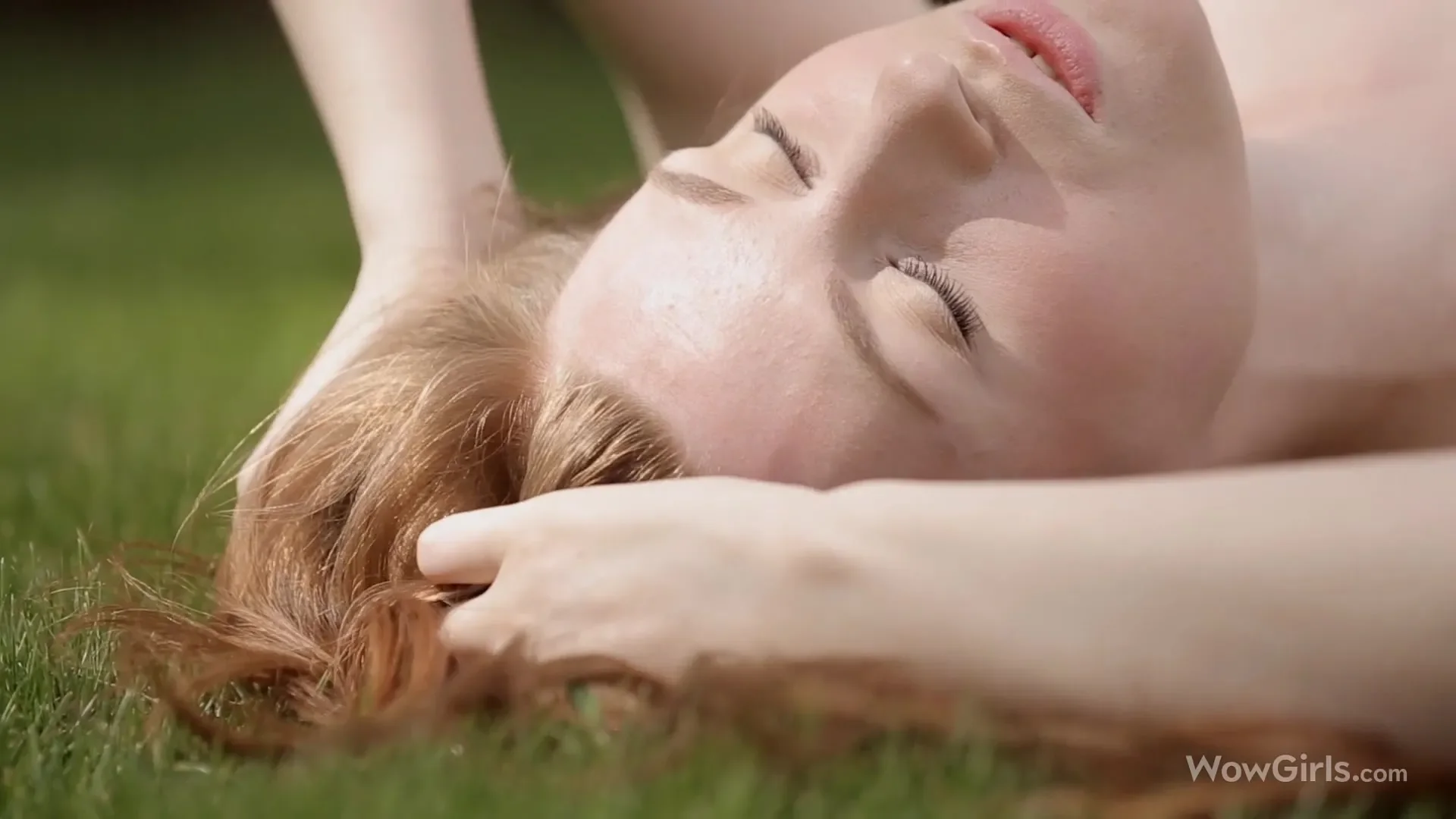 Very cute redhead teen spreading in nature