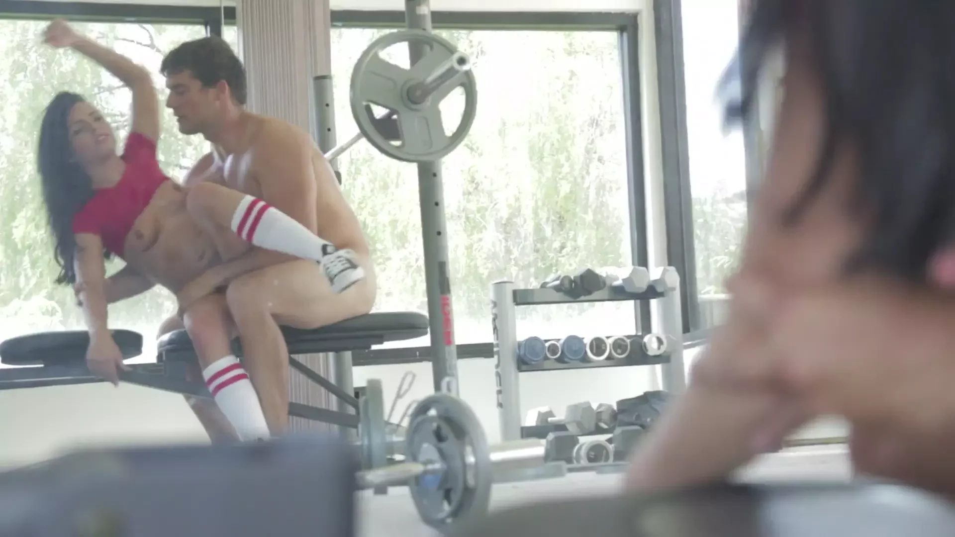 College Babe Adriana Chechik Caught Masturbating and Fucked in the Gym
