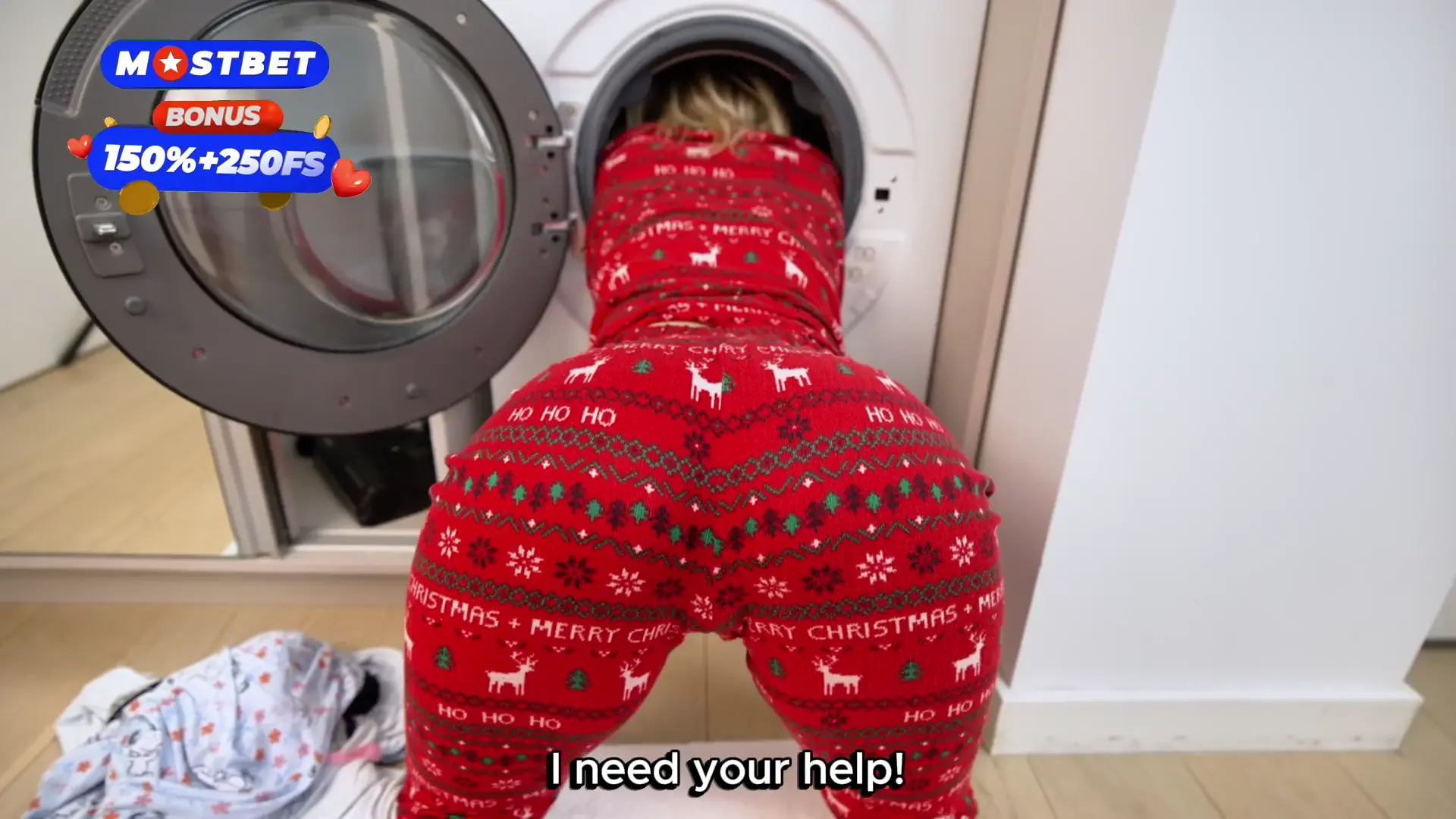 Blonde Stuck in Washing Machine
